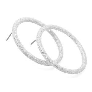 OPEN ROUND HOOP EARRINGS - TEXTURED SILVER